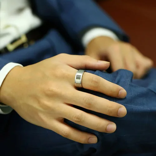 Vista 8 de Anillos giratorios para la ansiedad para hombre, de 0.315 in, de acero inoxidable, para hombres y mujeres, alivio de la ansiedad, acabado cepillado