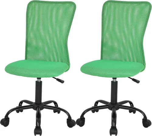 Vista 9 de FDW Silla de oficina en casa, silla de escritorio de malla con respaldo medio, sin brazos, ergonómica, giratoria, soporte de espalda, ajustable