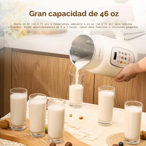 Vista 5 de Joydeem Máquina para fabricar leche de nueces, control de temperatura ajustable, 46oz almendra, soja, avena, licuadora de bebidas no lácteas a base