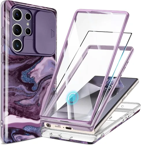 Vista 39 de GVIEWIN para Samsung Galaxy S23 Ultra Funda con cubierta deslizante para cámara, [Protector de pantalla incorporado] [2 Marcos frontales] Funda