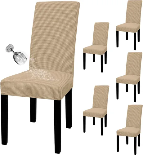 Vista 44 de Easy-Going - Juego de 2 fundas para sillas de comedor 100% impermeables, de tela Jacquard elástica, fundas protectoras removibles y lavables