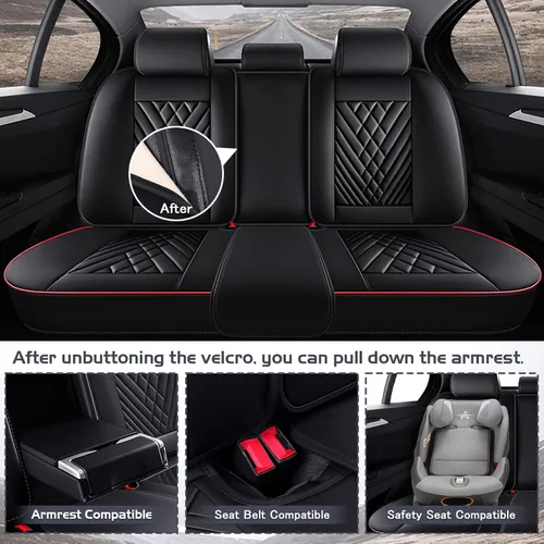 Vista 4 de Fundas de Asiento de Coche para Nissan Murano 2003-2026, Funda de Asiento Completa de Piel Nappa Impermeable, Protector de Asiento Automotriz Negro