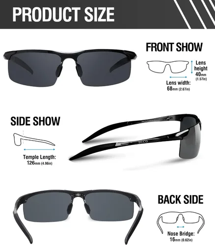 Vista 99 de Duco - Gafas de sol deportivas polarizadas para hombre con protección UV 8177s