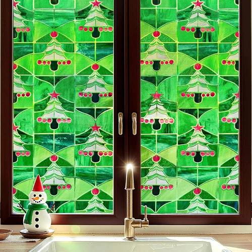 Vista 21 de Película 3D para ventana de vitral, película decorativa de privacidad para ventana de baño, puerta delantera, hogar, bloqueo solar, control