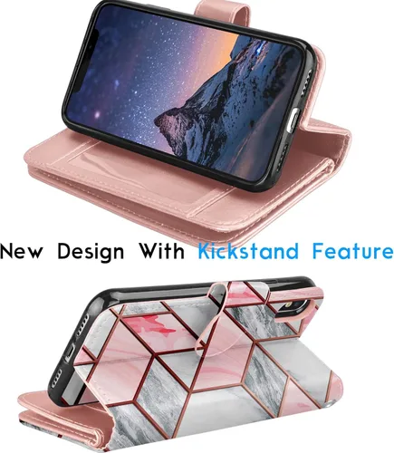 Vista 4 de Tekcoo Funda tipo cartera para iPhone XR/iPhone XR de 6.1 pulgadas, soporte de lujo para tarjetas de crédito para identificación de efectivo