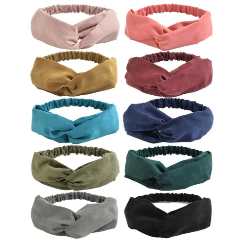 Vista 20 de DRESHOW - Paquete de 10 diademas para mujer con diseño entrecruzado vintage, estilo bohemio, trenzadas, elásticas, accesorios para el cabello