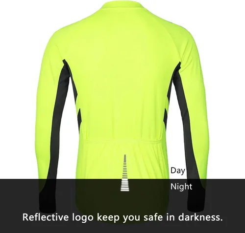 Vista 2 de ARSUXEO Hombres Cremallera Completa Manga Larga Ciclismo Jersey Bicicletas BikingBike Camisa 6030
