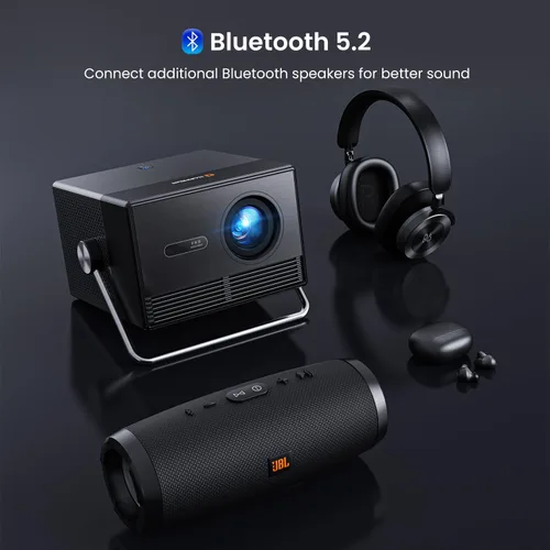 Vista 7 de Proyector para exteriores de Google TV con licencia oficial de 2000 ANSI 4K Full HD, proyector inteligente con WiFi y Bluetooth