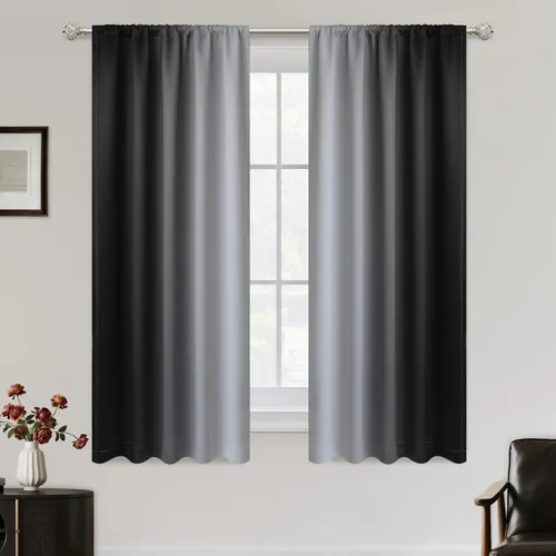 Vista 22 de SimpleHome Cortinas Pequeñas Negras Impermeables con Bolsillo para Barra Suave para Cocina, Cortinas Impermeables con Bolsillo para Barra