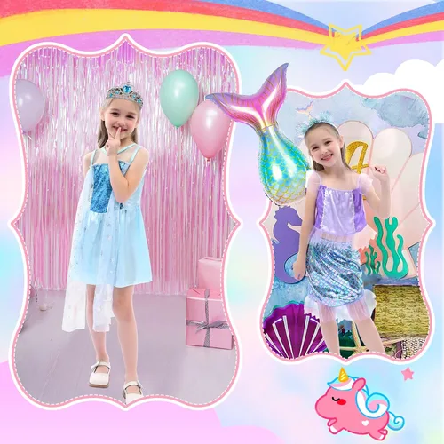 Vista 5 de Tacobear Princess Dress Up Clothes for Little Girls Dress Up Trunk Set Elsa Mermaid Snow White Belle Sleeping Beauty Pretend Play Costume Halloween
