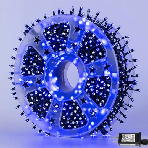 Vista 21 de YEGUO 500 luces LED de Navidad rosas de 165 pies, impermeables, para exteriores, cadena de luces de alambre verde para interiores, 8 modos de luces