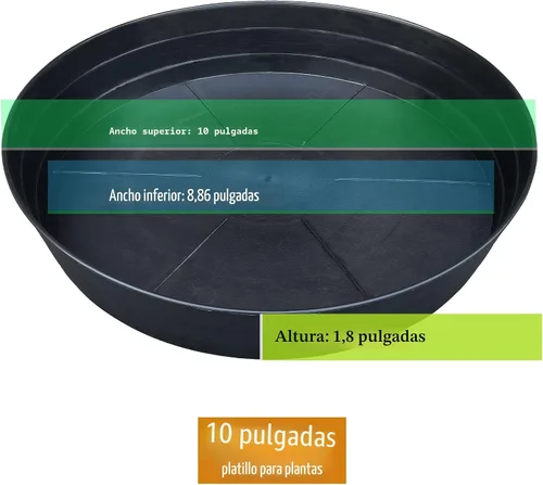 Vista 2 de Plato para macetas de 10 a 25 pulgadas, bandejas de riego extra profundas para macetas, bandeja de drenaje pesada para interiores sin agujeros, 4