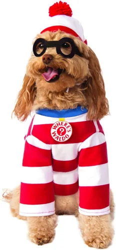Vista 6 de Where's Waldo: Disfraz de Waldo para mascotas para perros o gatos por Rubies, talla S