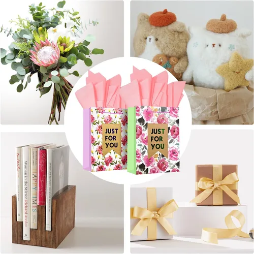 Vista 5 de Colodeol 4 Piezas Bolsas de Regalo del Día de San Valentín de 16.8" con Papel de Seda, Bolsa Extra Grande del Día de San Valentín con Asas Bolsas