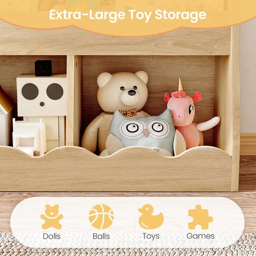 Vista 5 de CHOEZON Estantería infantil y almacenamiento de juguetes, estantería para niños con 2 cubos de juguetes, estante para libros para habitación