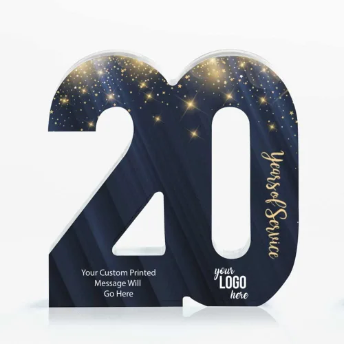 Vista 14 de Baudville Trofeo acrílico a todo color – 3 años de servicio al empleado – Transparente – Premio para empleados – Impresión personalizada de hasta
