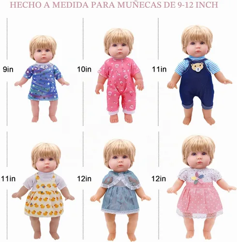 Vista 5 de Ropa y Accesorios para Muñecas Alive - Vestidos de Muñeca de Bebé que se Ajustan a Muñecas de Niña de 10, 11, 12 Pulgadas, 6 Conjuntos de Ropa