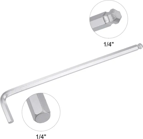 Vista 3 de uxcell Llave hexagonal de extremo de bola de 1/4", herramienta de reparación CR-V de brazo largo en forma de L, SAE 4 piezas