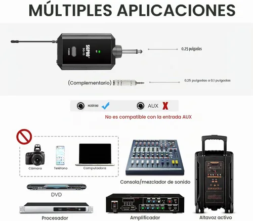 Vista 6 de SGPRO SG-13 Juego de micrófono de mano inalámbrico con receptor compacto