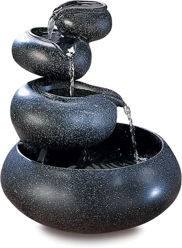 Vista 7 de Zingz & Thingz Zen Collection - Fuente de agua LED de resina, roca escalonada, 5.25 x 5.25 x 7 pulgadas