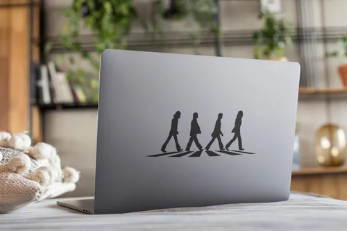 Vista 7 de Beatles Abbey Road Calcomanía Crosswalk Sticker Mercancía Memorabilia Álbum Disco Banda Icónica Pepper Vinilo Negro Calidad Premium 7 Pulgadas
