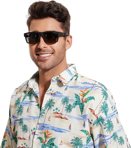 Vista 2 de Yaserra TAC - Lentes de sol cuadrados polarizados para hombres y mujeres, ligeros TR90, marco de color, lentes de moda, bloqueo UV