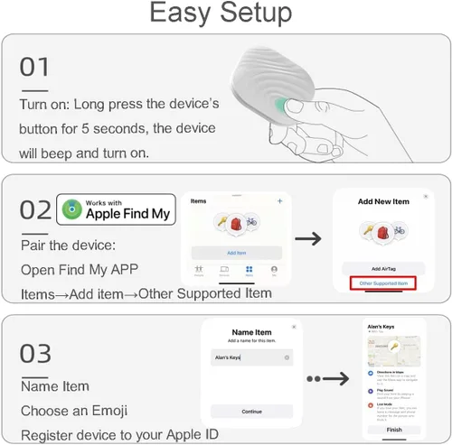 Vista 8 de Buscador de llaves inteligentes, solo iOS (no para Android), etiqueta de seguimiento de llaves inteligente Bluetooth, funciona para Apple Find My