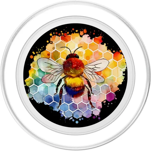 Vista 2 de Abeja abeja abeja panal colorido insecto abejorros amantes PopSockets MagSafe PopGrip para iPhone