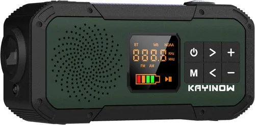 Vista 8 de Radio de emergencia portátil con AM FM NOAA, altavoz Bluetooth, batería recargable de 2000 mAh, carga solar de manivela USB-C, calidad de sonido