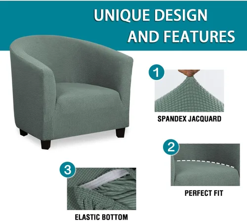 Vista 4 de Funda de alta elasticidad para silla de club, funda para sillón de bañera con parte inferior elástica, súper suave, jacquard de elastano, resistente