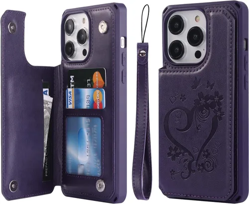 Vista 20 de Cavor Funda para iPhone 14 Pro Max con Tarjetero, Funda Cartera para iPhone 14 Pro Max para Mujeres y Hombres, Soporte de Tarjetas de Crédito