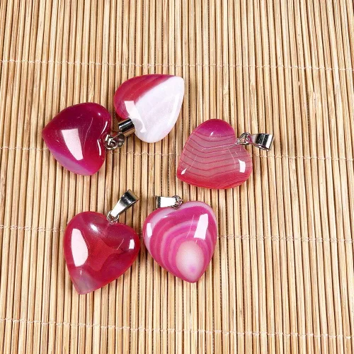Vista 5 de LHJ 20 Piezas Dijes de Piedra Natural en Forma de Corazón Cristal de Cuarzo Ágata Encantos para Hacer Joyas Collar Pulsera Heart A