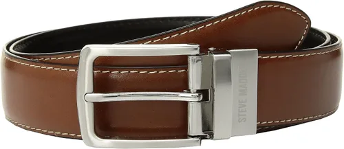 Vista 16 de Steve Madden Cinturón de cuero reversible para hombre, casual, para todos los días Marrón/Negro