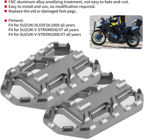 Vista 3 de Estriberas para motocicleta, reposapiés, reposapiés, reposapiés, reposapiés ancho, compatible con FordL650 DL1000 VSTROM 650XT/1000XT (TAI)