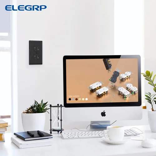 Vista 6 de ELEGRP Receptáculo dúplex con placa de pared, toma de pared eléctrica estándar de 20 A 125 V, resistente a manipulaciones TR y resistente a