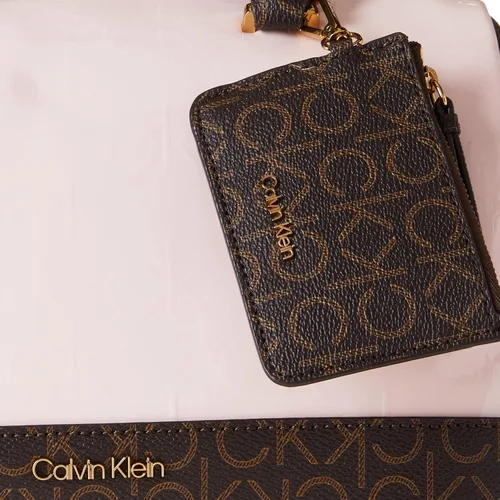 Vista 6 de Calvin Klein Ashley Barrel Satchel, cuadros negros y blancos