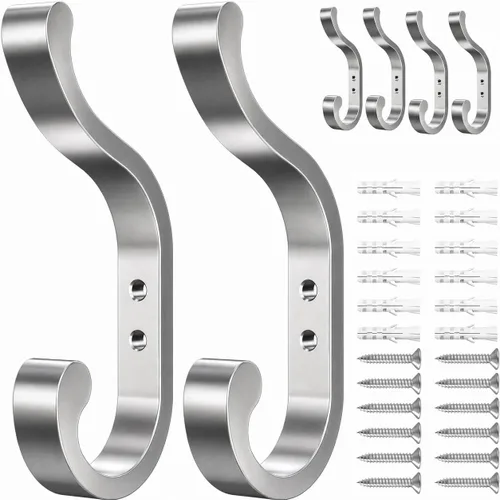 Vista 14 de bussdis Ganchos de pared para colgar abrigos, ganchos de mochila resistentes para pared, soporta hasta 30 libras, ganchos grandes para toallas, Negro