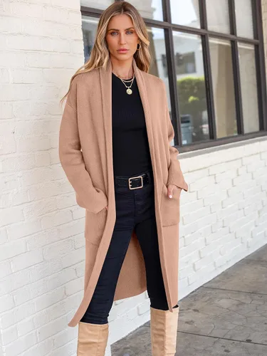 Vista 2 de ANRABESS - Cárdigan largo para mujer, suéter de tamaño extragrande con parte frontal abierta, abrigo de punto 2024, prendas de moda de otoño
