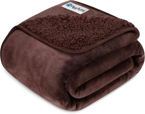 Vista 23 de PETAMI Manta impermeable de forro polar Sherpa para gatos y perros, color beige, talla S