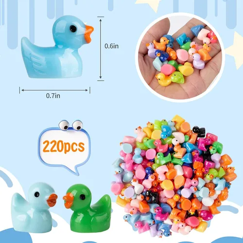 Vista 3 de WEHOO 220 Piezas Figuras Miniatura de Pato de Resina, Adornos en Miniatura para Jardín de Hadas, Paisaje en Miniatura, Acuario, Juego de Ocultación