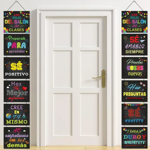 Vista 8 de Faccito Letrero motivacional para decoración de aula en español, cartel positivo para porche, letrero inspirador para puerta, decoración de pared
