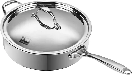Vista 9 de Cooks Standard Sartén profunda, cubierta, de acero inoxidable revestido en múltiples capas, 5 cuartos de galón, 11 pulgadas., Acero inoxidable