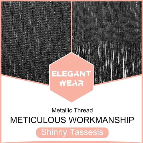 Vista 4 de Genovega Sparkling Metallic Chiffon Shawls and Wraps for Evening Party Dresses Wedding Party Elegant Feeling