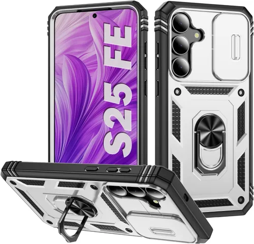 Vista 30 de PASNEW Funda militar para iPhone 13 Pro Max, cubierta de cámara deslizante y soporte de anillo de metal de 360°, carcasa rígida multicapa resistente