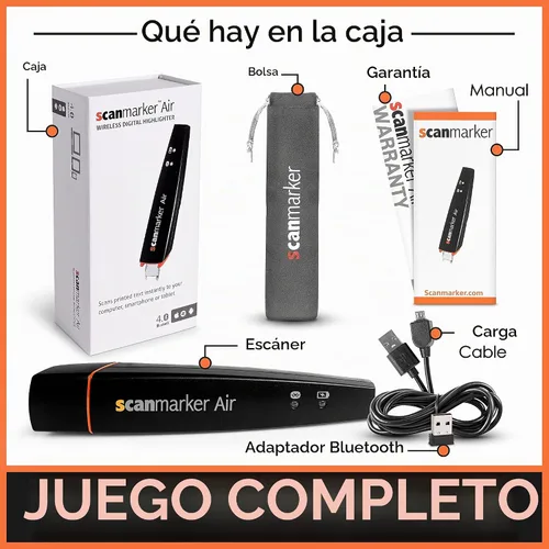 Vista 3 de Escáner portátil OCR Scanmarker Air, forma de bolígrafo, versión USB, (compatible con Mac. y Win.), Negro