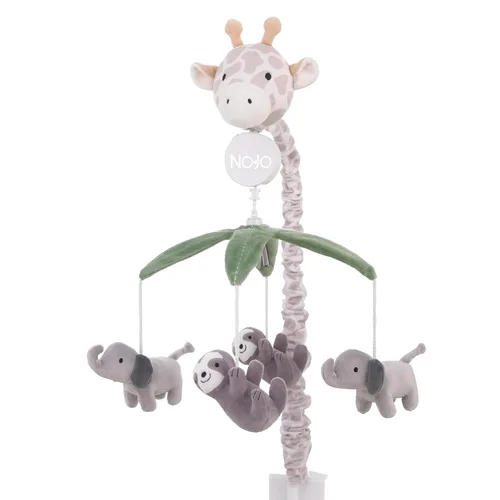 Vista 13 de NoJo Peluche elefante gris y blanco Nubes hinchadas Móvil musical