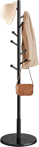 Vista 11 de VASAGLE Perchero de madera maciza, árbol de entrada con 8 ganchos, 3 opciones de altura, para abrigos, sombreros, bolsos, carteras, para entrada