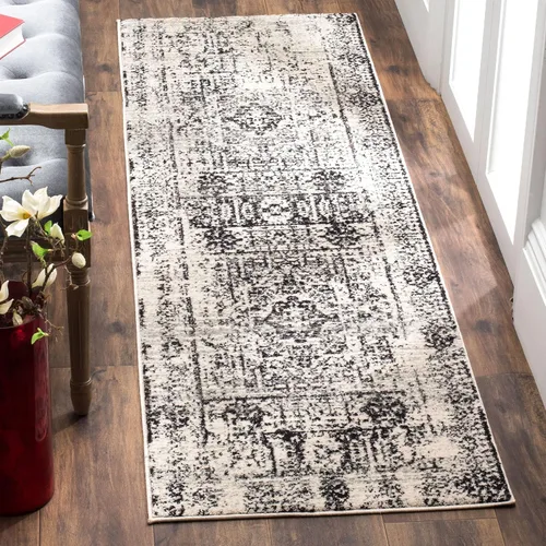 Vista 6 de SAFAVIEH Evoke Collection EVK260T Medallón oriental envejecido de 2'2" x 4', color marfil y negro, no desprende pelusa, alfombra de acento para sala