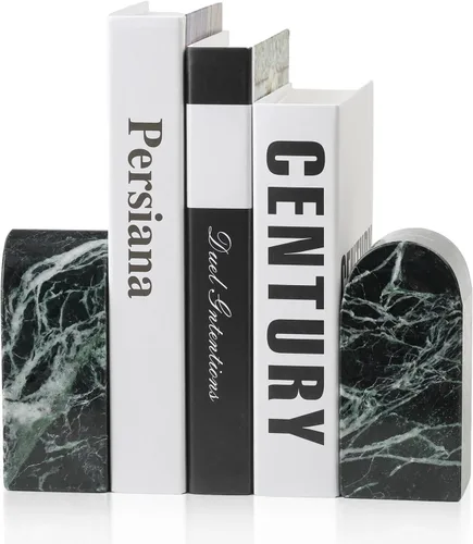 Vista 10 de Koville Sujetalibros de mármol italiano de Carrara para estantes, extremos decorativos para libros, 7 libras, soporte de libros de mármol Bianco