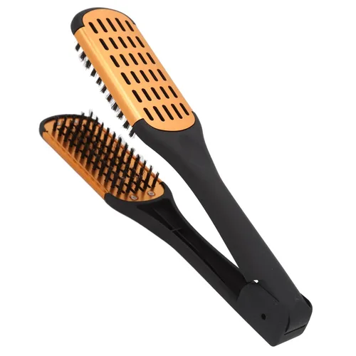 Vista 8 de Cepillo para el cabello, pinzas para el cabello, elasticidad de resorte, alisador de cabello, suave, transpirable, doble cara, cepillo plano